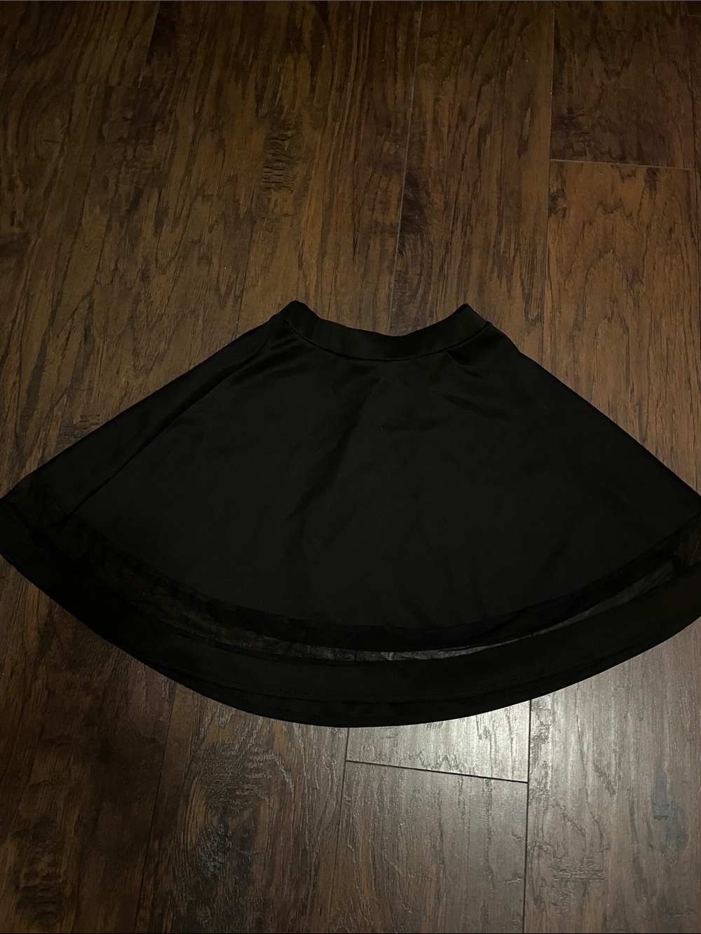 SHEIN Black Circle Skirt with Sheer Hem